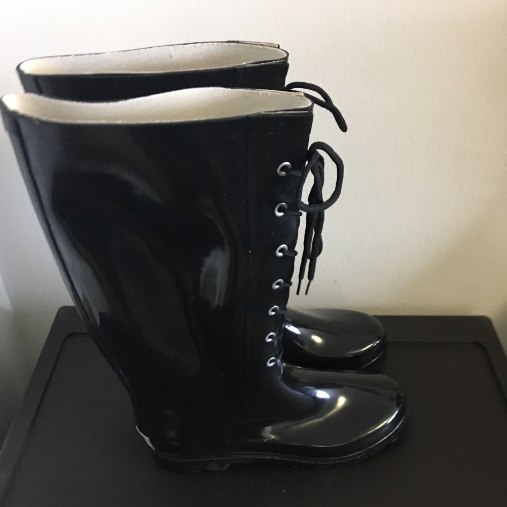 Black rain boots